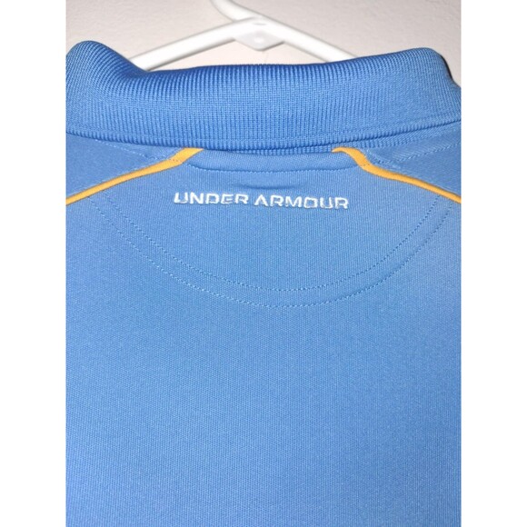 Under Armour Mens Large UCLA Colors Polo Shirt Heat Gear Blue White Orange - Picture 7 of 7